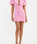 Rebecca Vallance Karina Puff Sleeve Mini Dress - 6 / Pink - Dresses