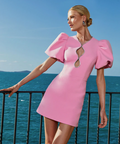 Rebecca Vallance Karina Puff Sleeve Mini Dress - 6 / Pink - Dresses