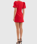 Rebecca Vallance Karina Puff Sleeve Mini Dress - 8 / Red - Dresses