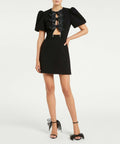 Rebecca Vallance Katie Bow Mini Dress - 12 / Black - Dresses