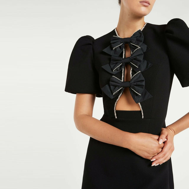 Rebecca Vallance Katie Bow Mini Dress - 12 / Black - Dresses