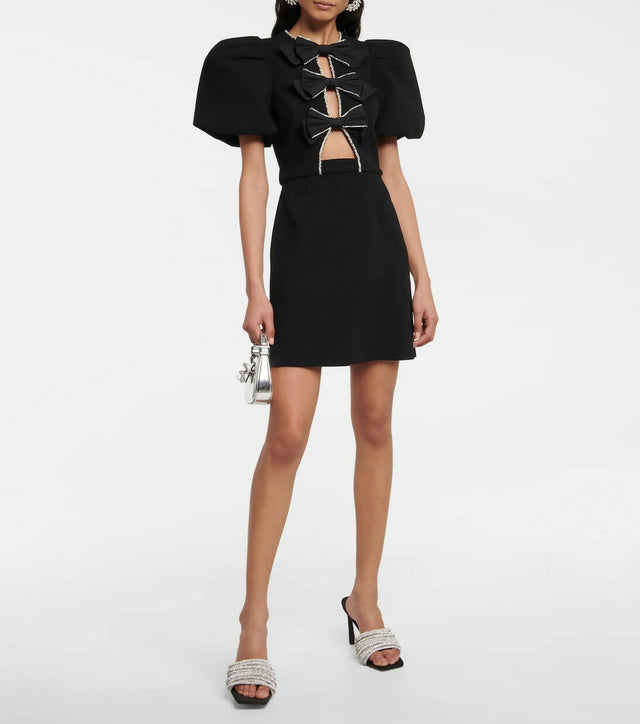 Rebecca Vallance Katie Bow Mini Dress Size 14 - 14 / Black - Dresses