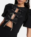 Rebecca Vallance Katie Bow Mini Dress Size 14 - 14 / Black - Dresses
