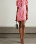 Rebecca Vallance Maribella Bow-Detailed Embroidered Tulle Mini Dress - 10 / Pink - Dresses