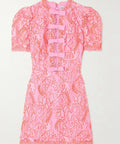 Rebecca Vallance Maribella Bow-Detailed Embroidered Tulle Mini Dress - 10 / Pink - Dresses