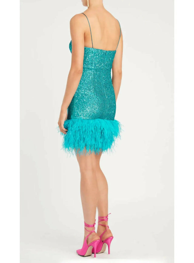 Rebecca Vallance Missing Hours Mini Dress Turquoise Size AU 14 - 14 / Turquoise - Dresses