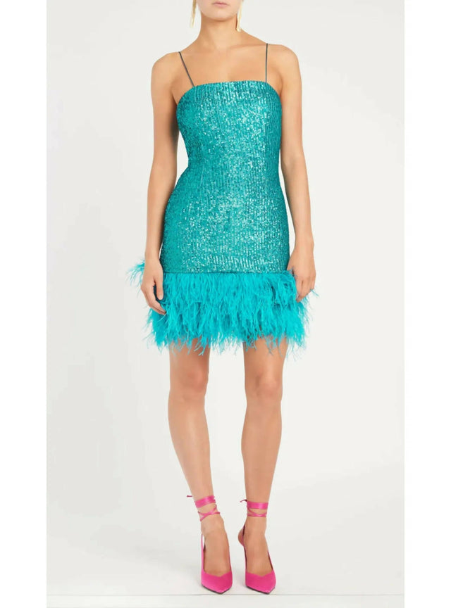 Rebecca Vallance Missing Hours Mini Dress Turquoise Size AU 14 - 14 / Turquoise - Dresses