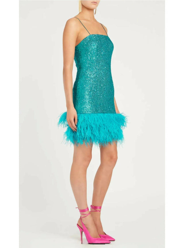 Rebecca Vallance Missing Hours Mini Dress Turquoise Size AU 14 - 14 / Turquoise - Dresses