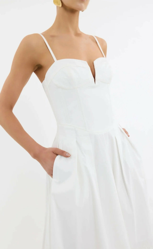 Rebecca Vallance Montreux Midi Dress - 12 / White - Dresses