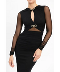 Rebecca Vallance Raphael Keyhole Midi Dress - 6 / Black - Dresses