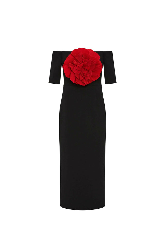 Rebecca Vallance Rhosen Off The Shoulder Midi Dress - 10 / Black - Dresses