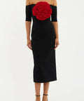 Rebecca Vallance Rhosen Off The Shoulder Midi Dress - 10 / Black - Dresses