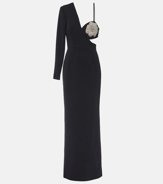 Rebecca Vallance Sachiel Floral-Appliqué Gown in Black - 6 / Black - Dresses