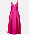 Rebecca Vallance Saskia Pleated Satin Maxi Dress Hot Pink Size 16 - 16 / Pink - Dresses