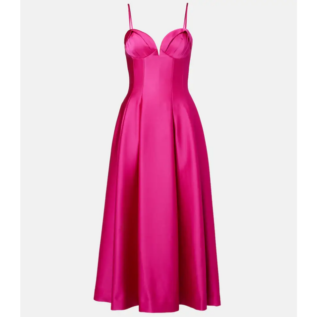 Rebecca Vallance Saskia Pleated Satin Maxi Dress Hot Pink Size 16 - 16 / Pink - Dresses