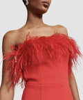 REBECCA VALLANCE - Rebecca Vallance Scarlett Strapless Feather Gown