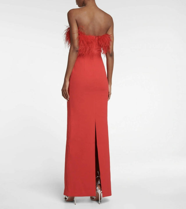 REBECCA VALLANCE - Rebecca Vallance Scarlett Strapless Feather Gown