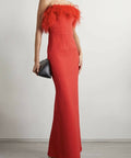 REBECCA VALLANCE - Rebecca Vallance Scarlett Strapless Feather Gown