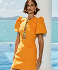 Rebecca Vallance Sirene Puff Sleeve Orange - 8 / Orange - Dresses