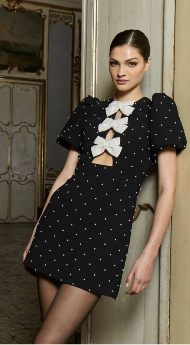 Rebecca Vallance Veronica Mini Dress | Black + Pearl - Dresses