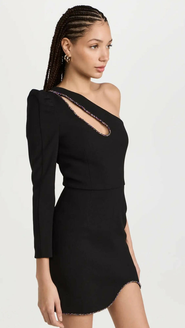 Rebecca Vallance Victoria One Sleeve Mini Black Size 12 - 12 / Black - Dresses