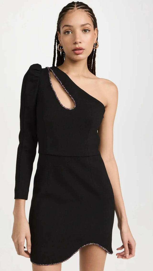 Rebecca Vallance Victoria One Sleeve Mini Black Size 12 - 12 / Black - Dresses