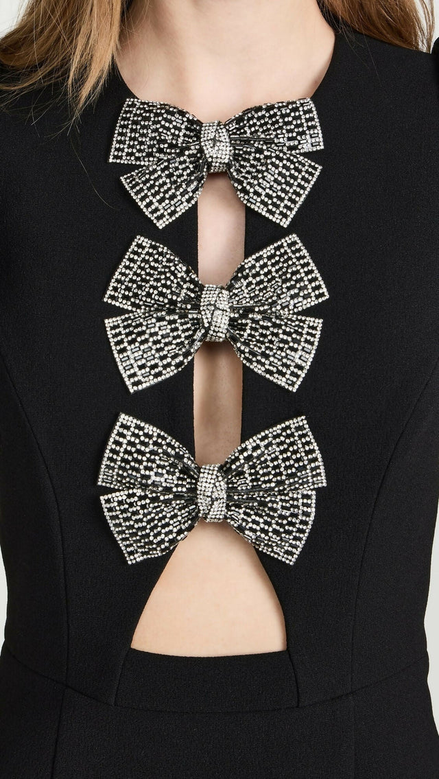 Rebecca Vallance Yvonne Bow Mini Dress in Black Size 10 - 10 / Black - Dresses