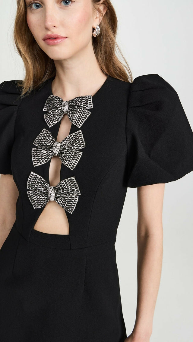 Rebecca Vallance Yvonne Bow Mini Dress in Black Size 10 - 10 / Black - Dresses