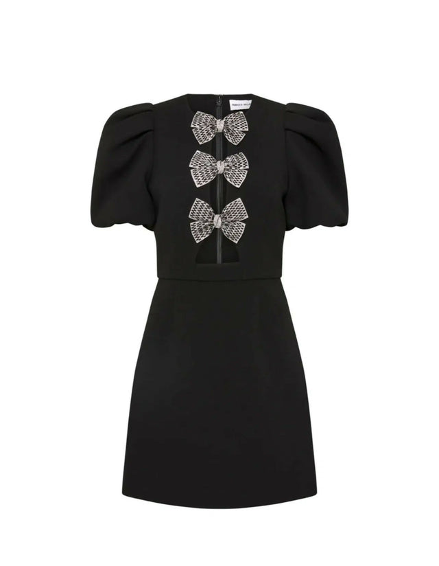 Rebecca Vallance Yvonne Bow Mini Dress in Black Size 10 - 10 / Black - Dresses