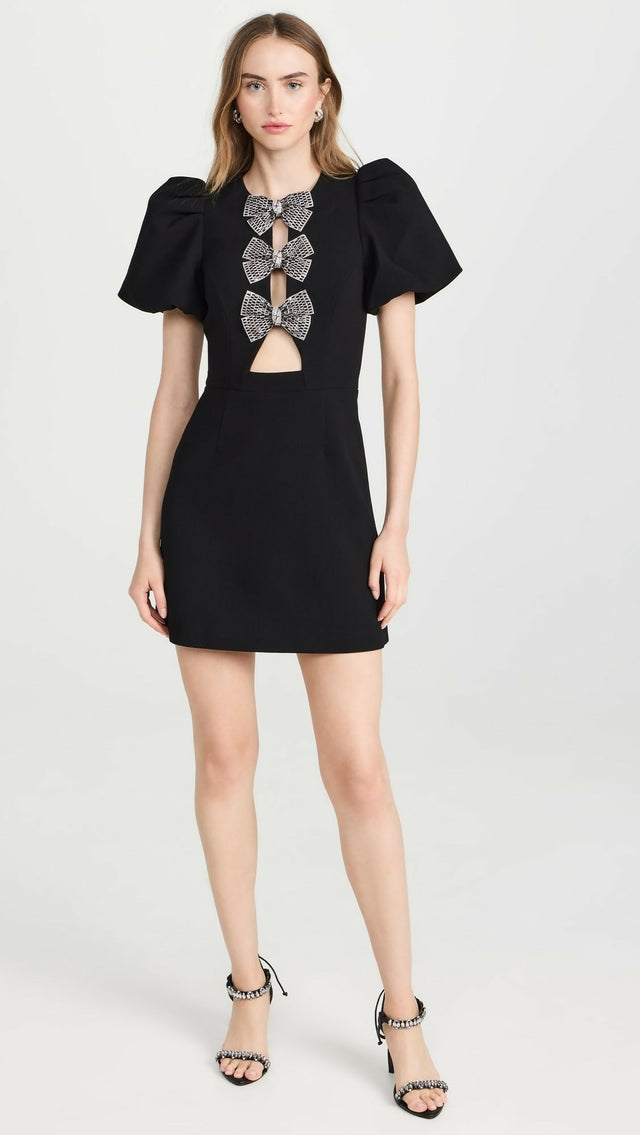 Rebecca Vallance Yvonne Bow Mini Dress in Black Size 10 - 10 / Black - Dresses