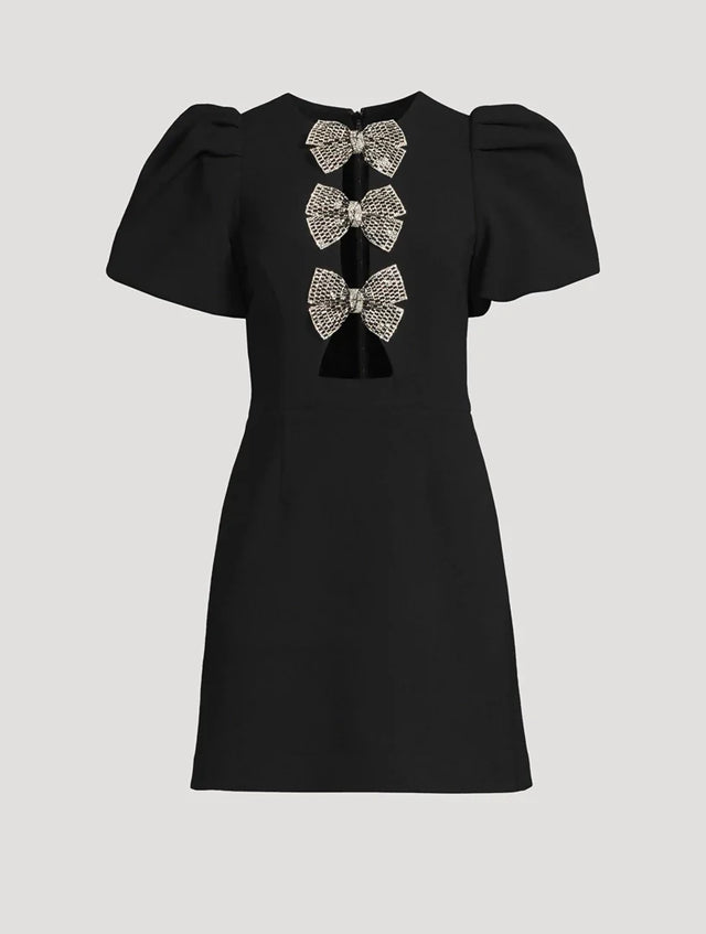 Rebecca Vallance Yvonne Bow Mini Dress in Black Size 12 - 12 / Black - Dresses