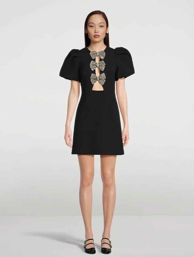 Rebecca Vallance Yvonne Bow Mini Dress in Black Size 12 - 12 / Black - Dresses