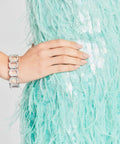 Retrofete - Retrofete Anastasia Sequin Feather Dress Mint Size 8