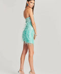 Retrofete - Retrofete Anastasia Sequin Feather Dress Mint Size 8