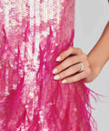 Retrofete - Retrofete Anastasia Sequin Feather Mini Dress Size 10