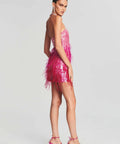 Retrofete - Retrofete Anastasia Sequin Feather Mini Dress Size 10