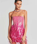 Retrofete - Retrofete Anastasia Sequin Feather Mini Dress Size 10