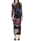 Romy Gemstone Long Sleeve Mesh Maxi Dress Black Multi Size AU 12 - 12 / Multi - Dresses