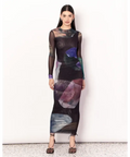 Romy Gemstone Long Sleeve Mesh Maxi Dress Black Multi Size AU 12 - 12 / Multi - Dresses