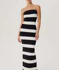 Ronny Kobo Lehua Knit Dress Black and White Stripe - 6 / Multi - Dresses