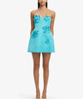 Rosario Petal Bustier Mini Dress - Aqua - Dresses