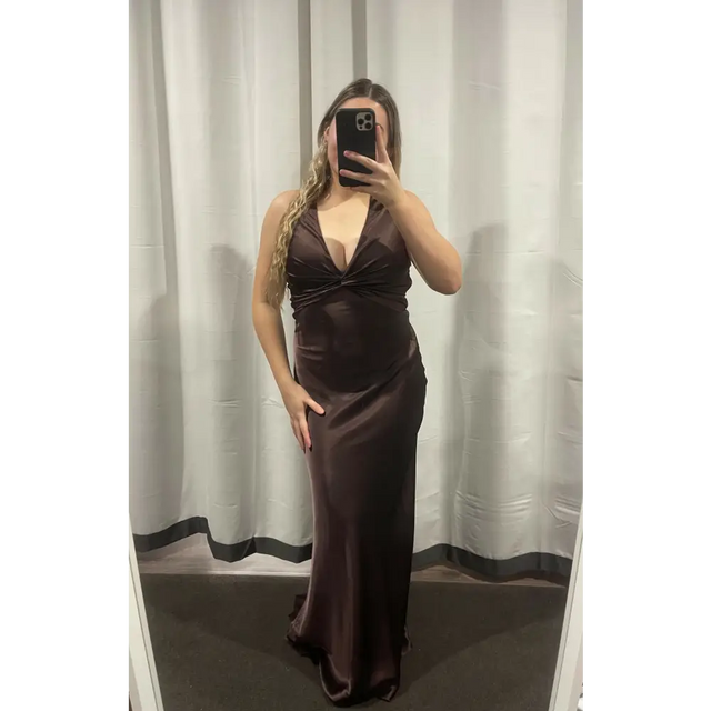 Ruth Tarvydas Brown Goddess Gown - 10 / Brown - Dresses