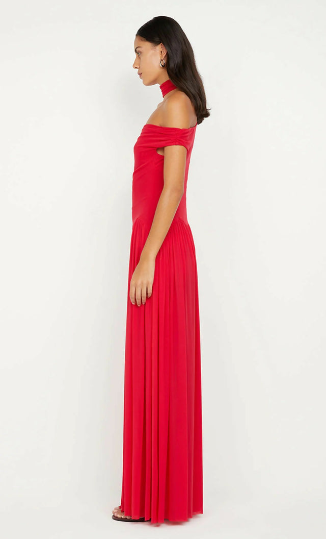 Bec & Bridge Deija Off Shoulder Red Maxi Dress