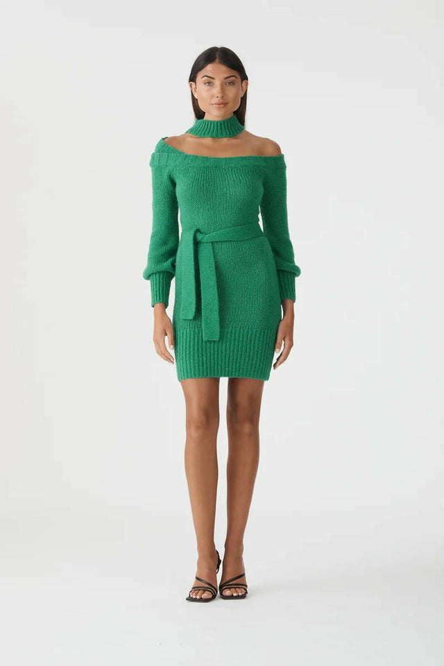 San Sloane Cashel Dress Green - Dresses