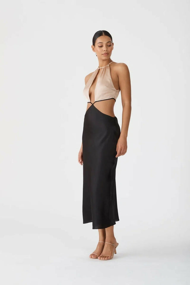 San Sloane Selene Midi Dress Black/Brown Size 8 / S - 8 / Multi - Dresses