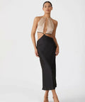 San Sloane Selene Midi Dress Black/Brown Size 8 / S - 8 / Multi - Dresses