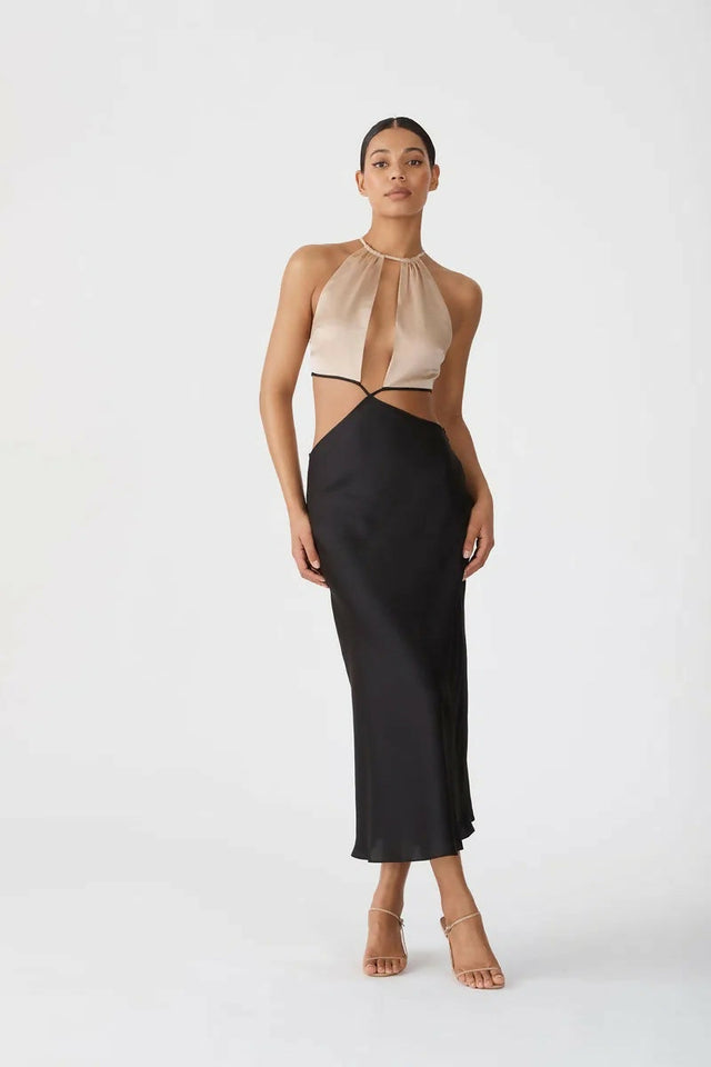 San Sloane Selene Midi Dress Black/Brown Size 8 / S - 8 / Multi - Dresses