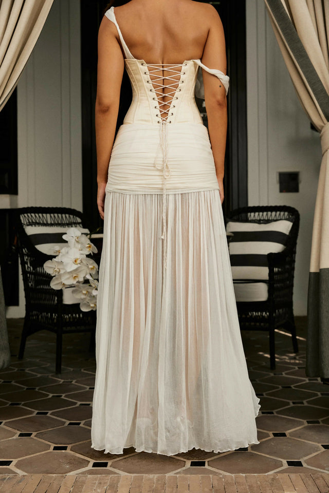 SANĒA Saneha Silk Corset & Skirt Ivory - 6 / White - Outfit Sets
