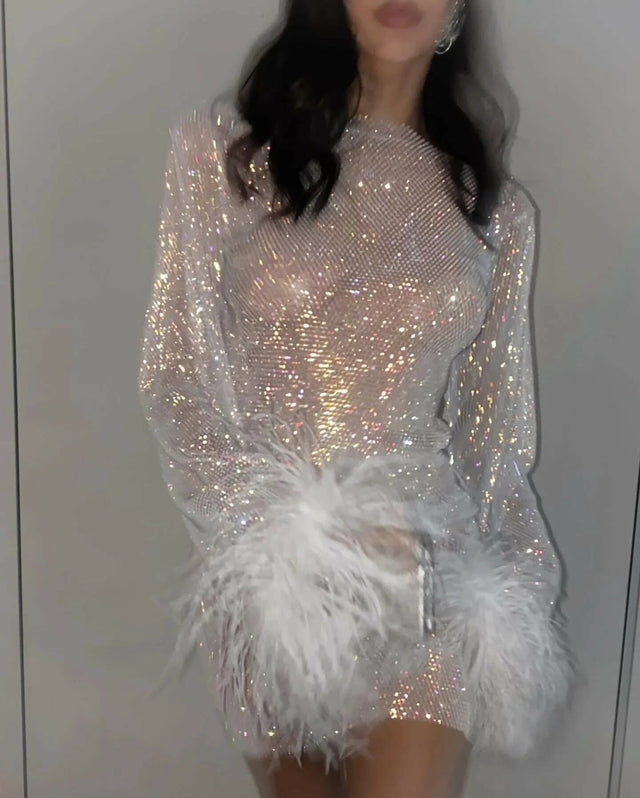 Santa Brands - Santa Brands Feathers Mini Dress