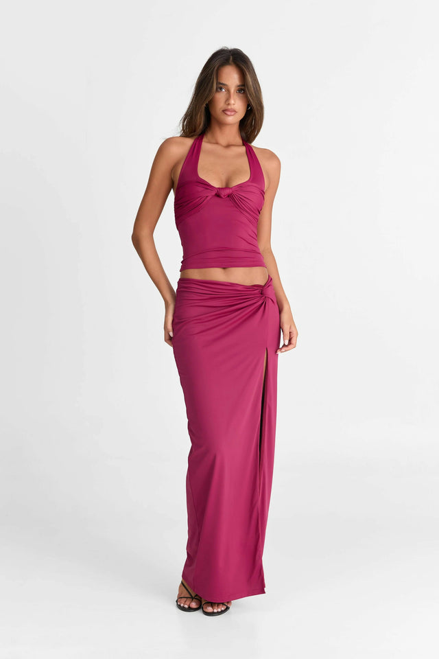 Sasha Therese Blair Top & Kaia Skirt in Ruby - Outfit Sets